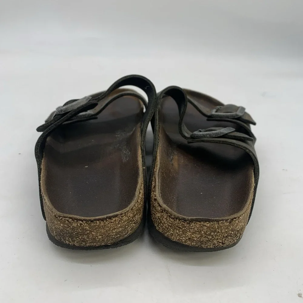 Birkenstock Sandals Womens 9 Mens 7 Brown Leather Comfortable Footbed Slides 260